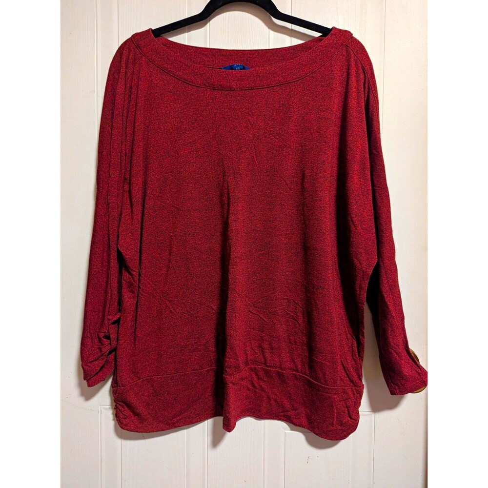 Apt. 9 Women 2XL Orange Heathered Boat Neck Long Sleeve Pullover Sweater
